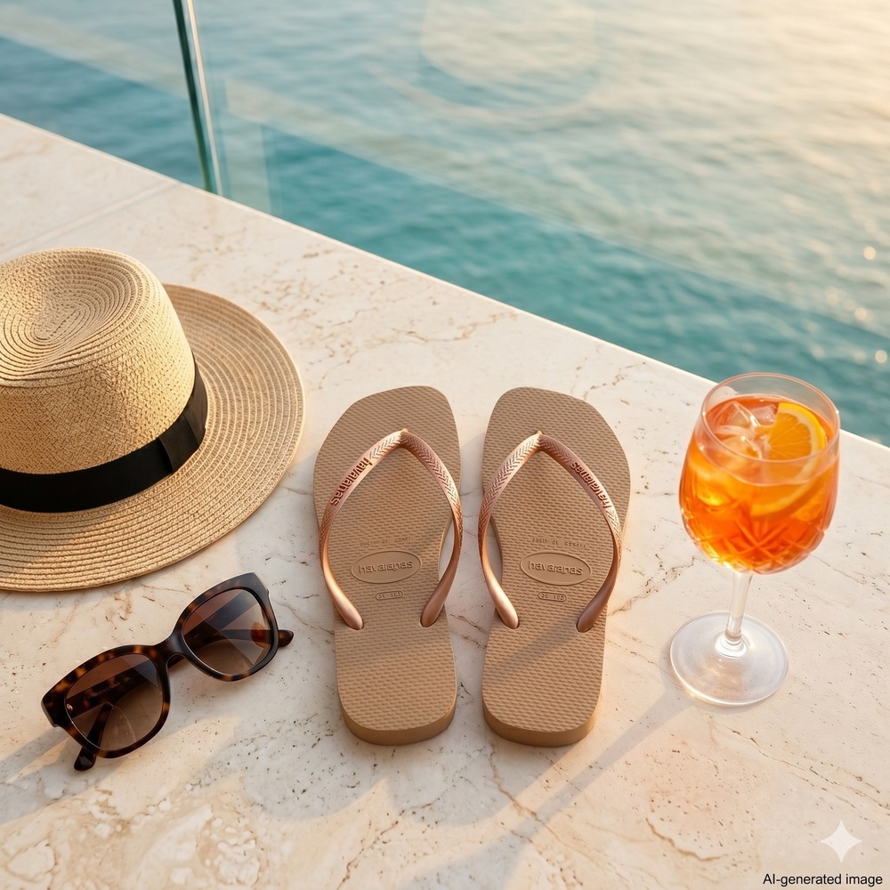 SQRE0024 W's 11/12 Havaianas Square Solid in Rose Gold flip flops / sandals